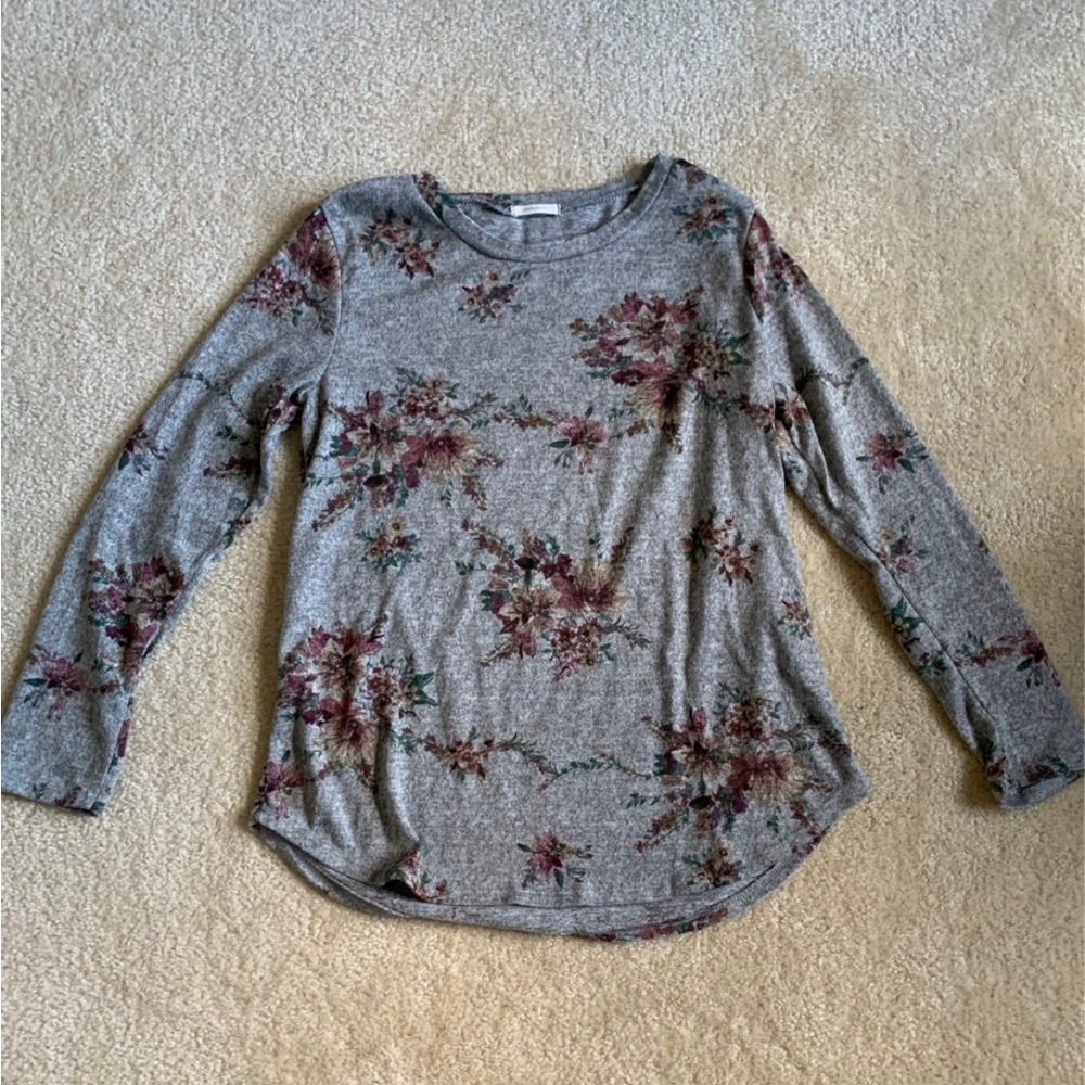 Floral Print Gray Women's Sweater